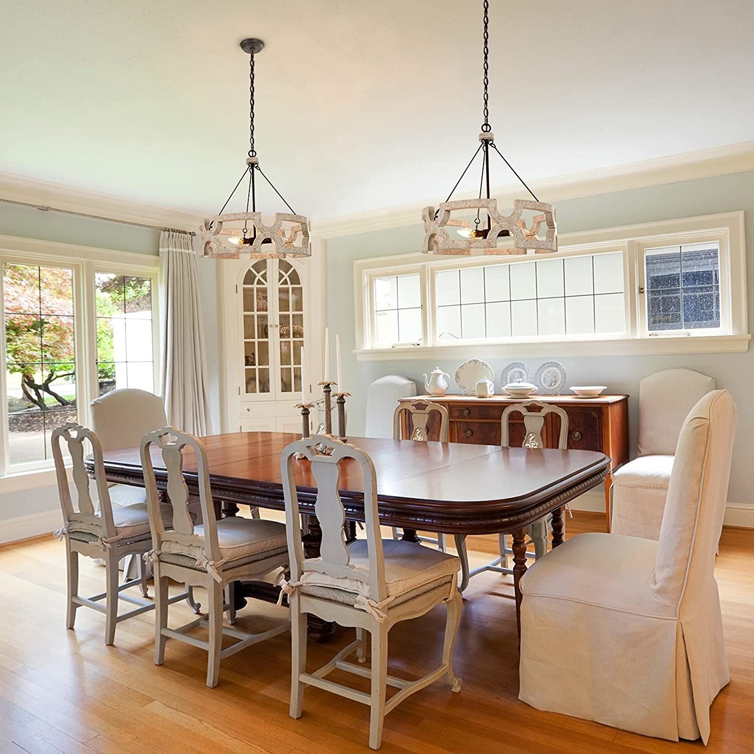 Freyza | Evelan Hand-carved Wood Wood Chandelier – Dining Room Living Room