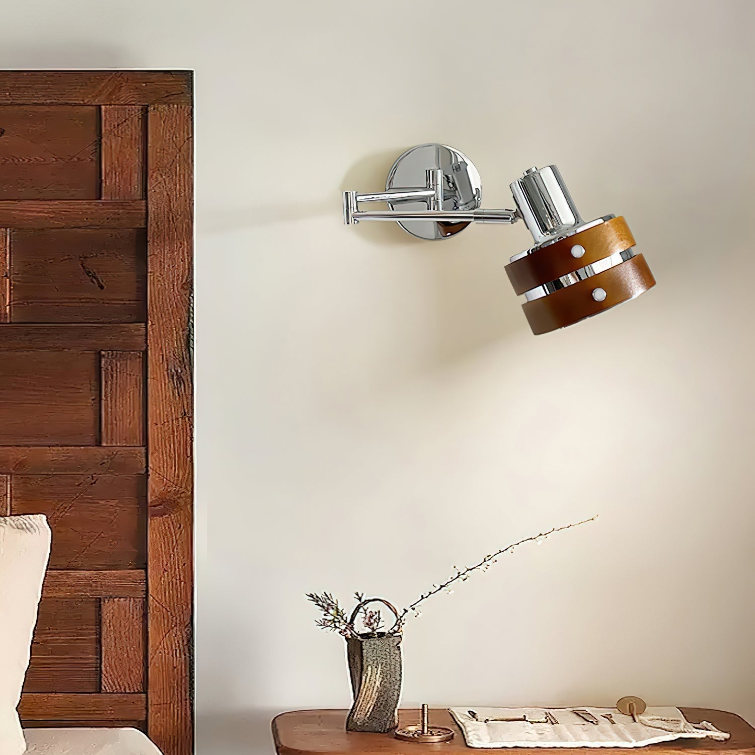 Freyza | Applique murale en métal et bois – style mi-siècle pour chambre et couloir