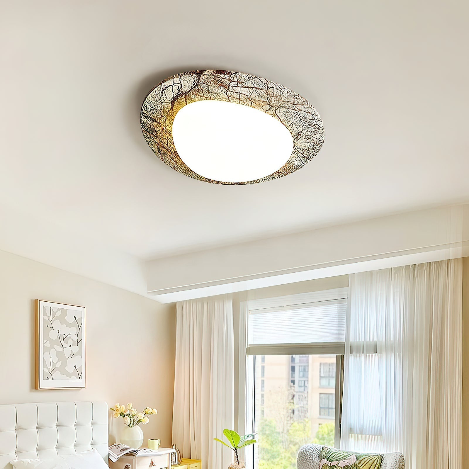 Freyza | Cishaora Deckenleuchte aus weißem Marmor – Schlafzimmer, Wohnzimmer