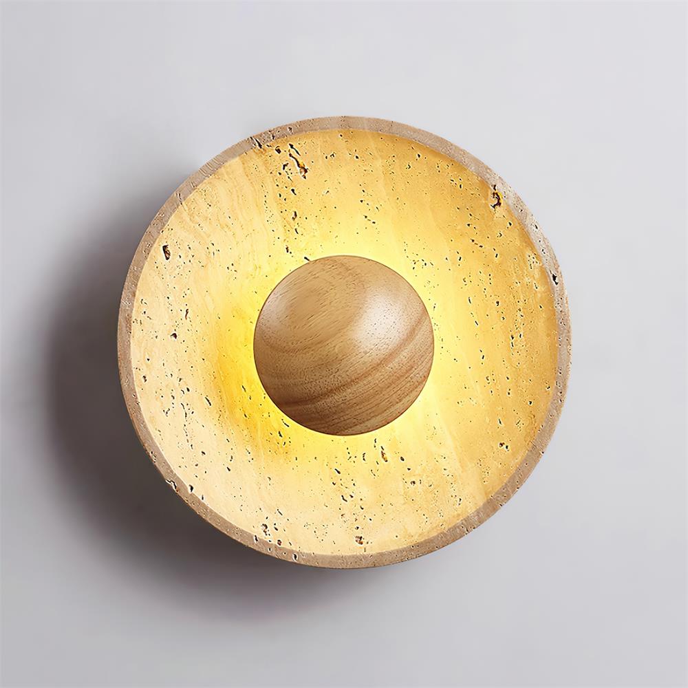 Freyza | Applique murale d’intérieur en bois et travertin Gionne – Chambre, salon