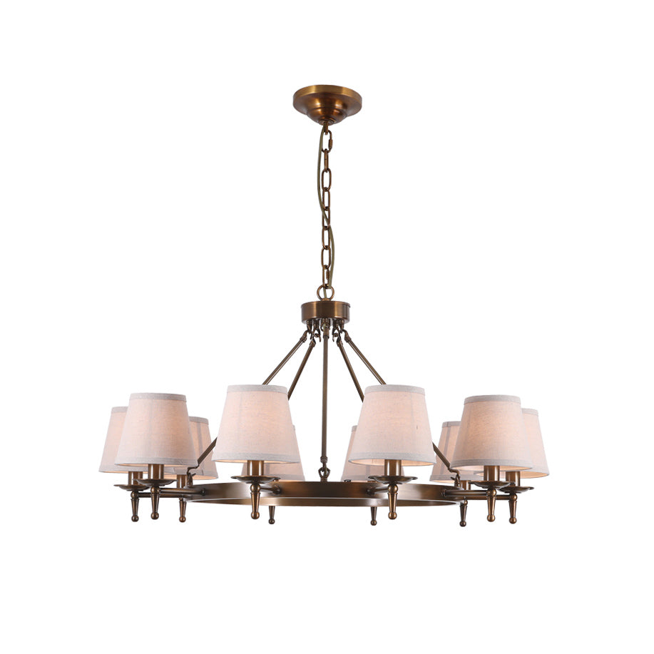 Freyza | Erveliel Vintage Luxury Brass Fabric Chandelier – Vintage Dining Room Living Room