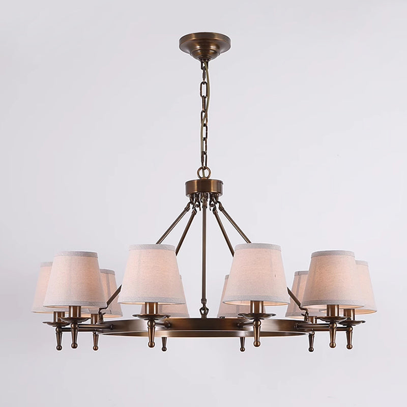 Freyza | Erveliel Vintage Luxury Brass Fabric Chandelier – Vintage Dining Room Living Room
