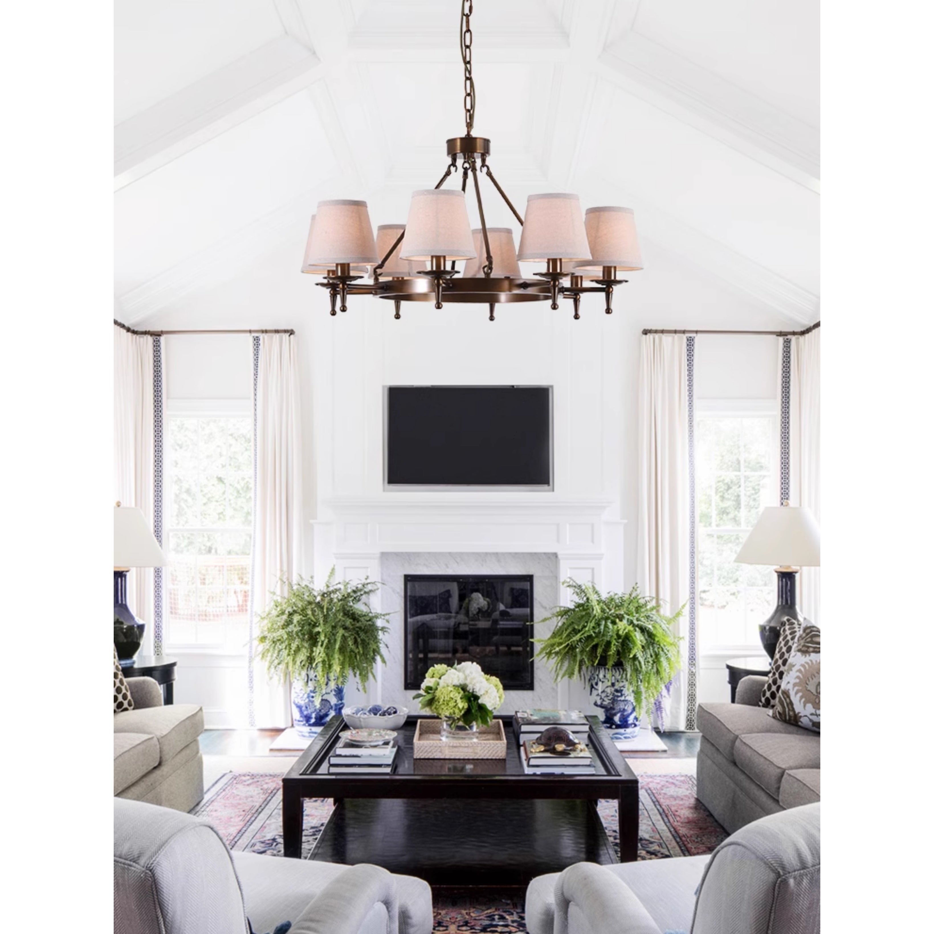 Freyza | Erveliel Vintage Luxury Brass Fabric Chandelier – Vintage Dining Room Living Room