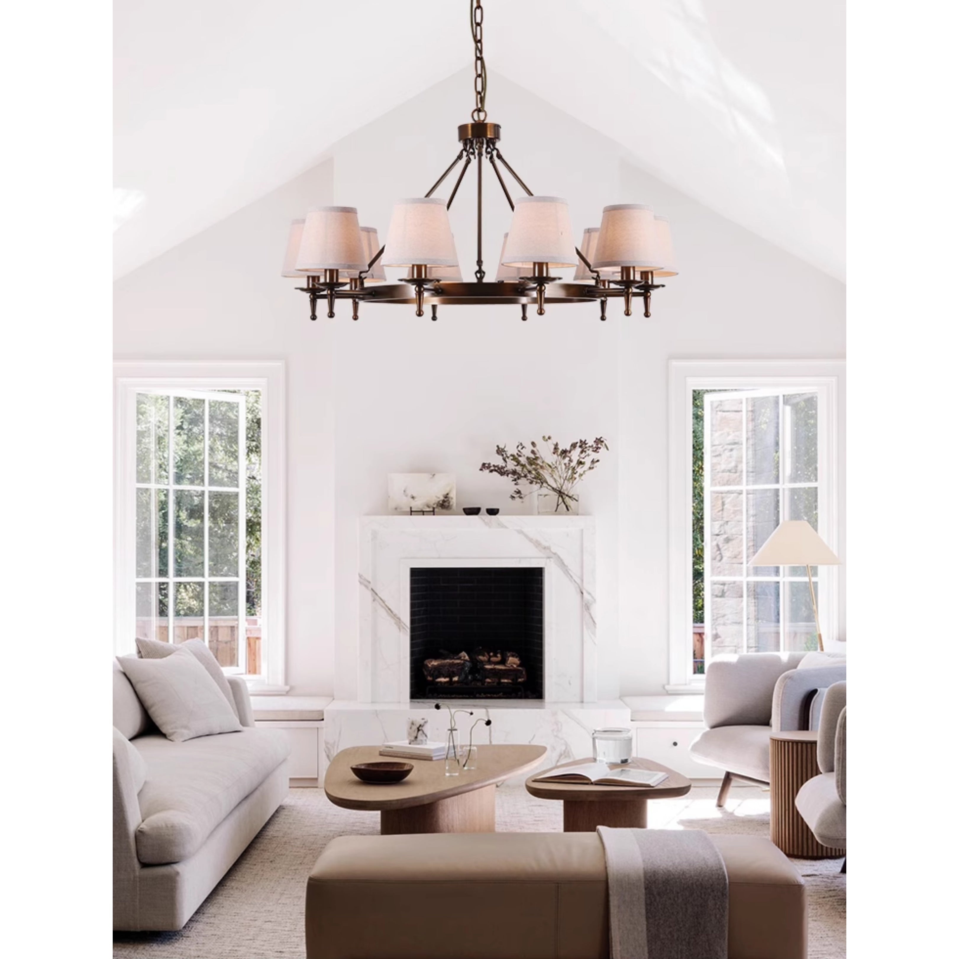 Freyza | Erveliel Vintage Luxury Brass Fabric Chandelier – Vintage Dining Room Living Room