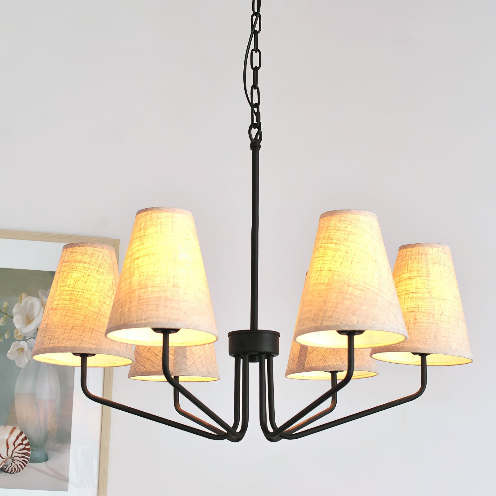 Freyza | Aurdoreth Vintage Industrial Brass Fabric Chandelier – Industrial Dining Room Living Room