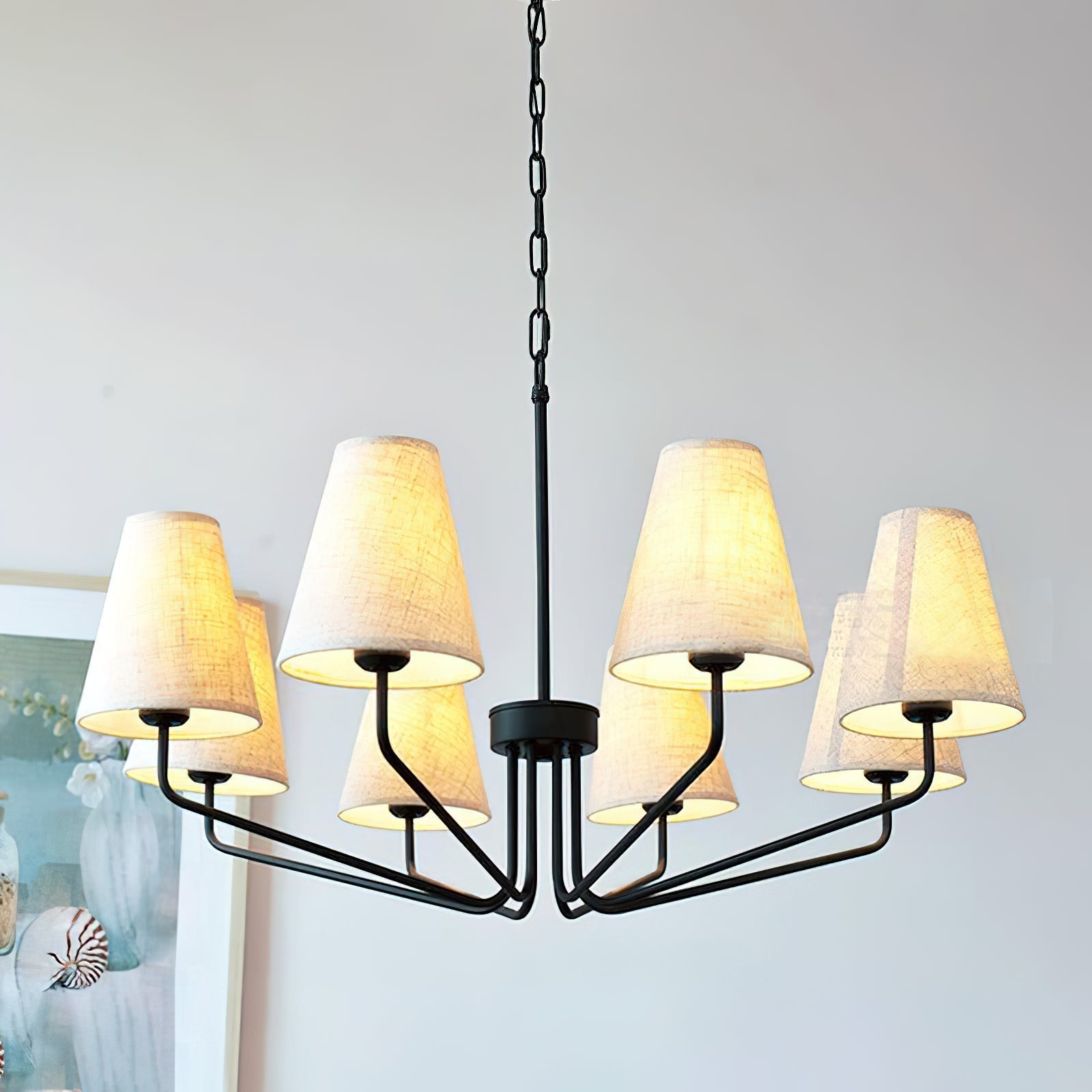 Freyza | Aurdoreth Vintage Industrial Brass Fabric Chandelier – Industrial Dining Room Living Room