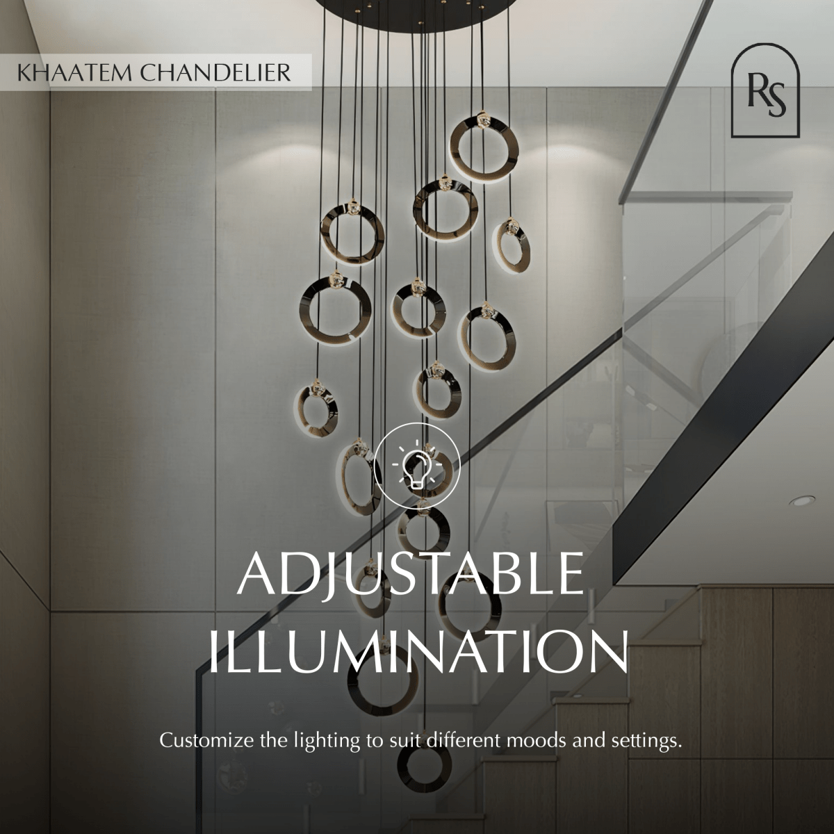 Freyza - Khaatem | Elegant Futuristic LED Ring Chandelier for Modern Spaces