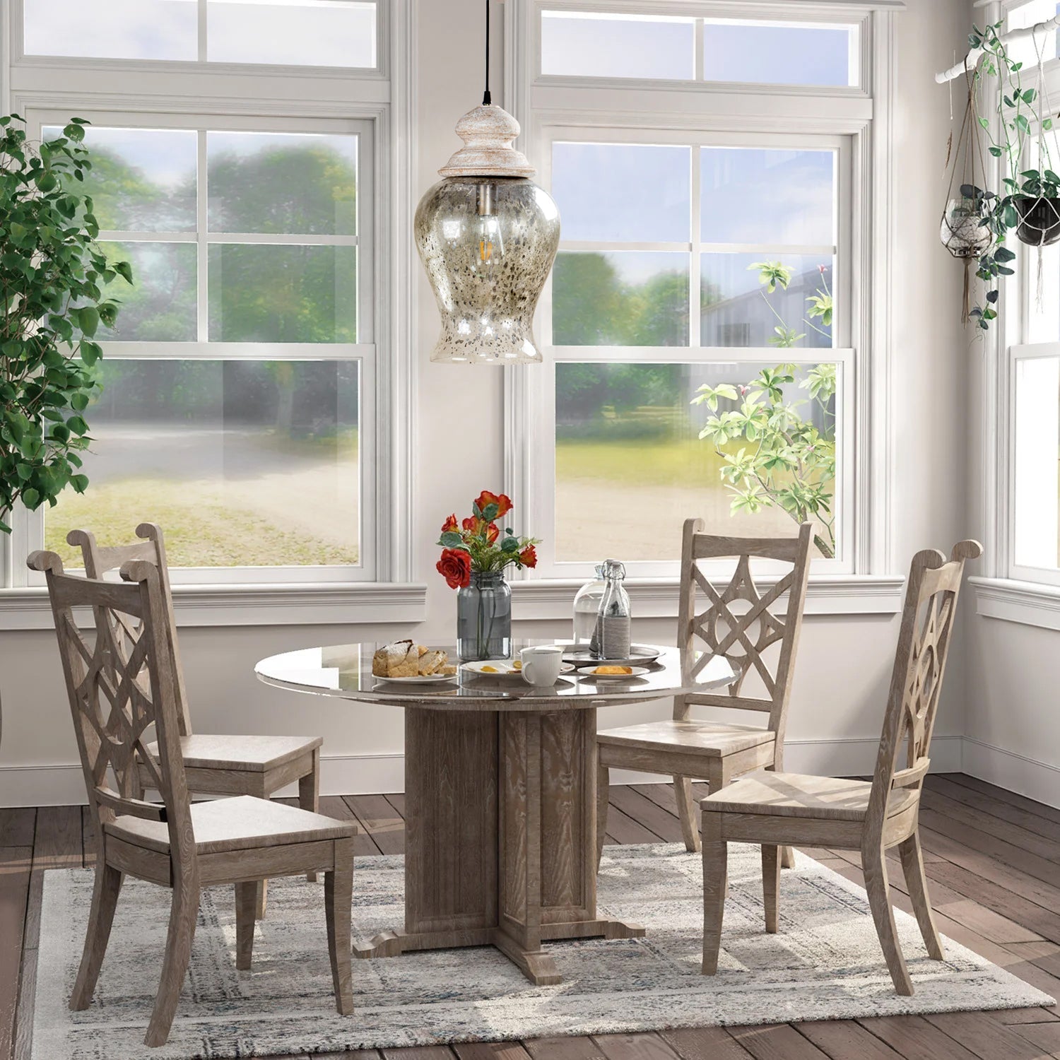 Freyza | Ilvenel Vintage Industrial Glass Wood Pendant Light – Industrial Kitchen Dining Room