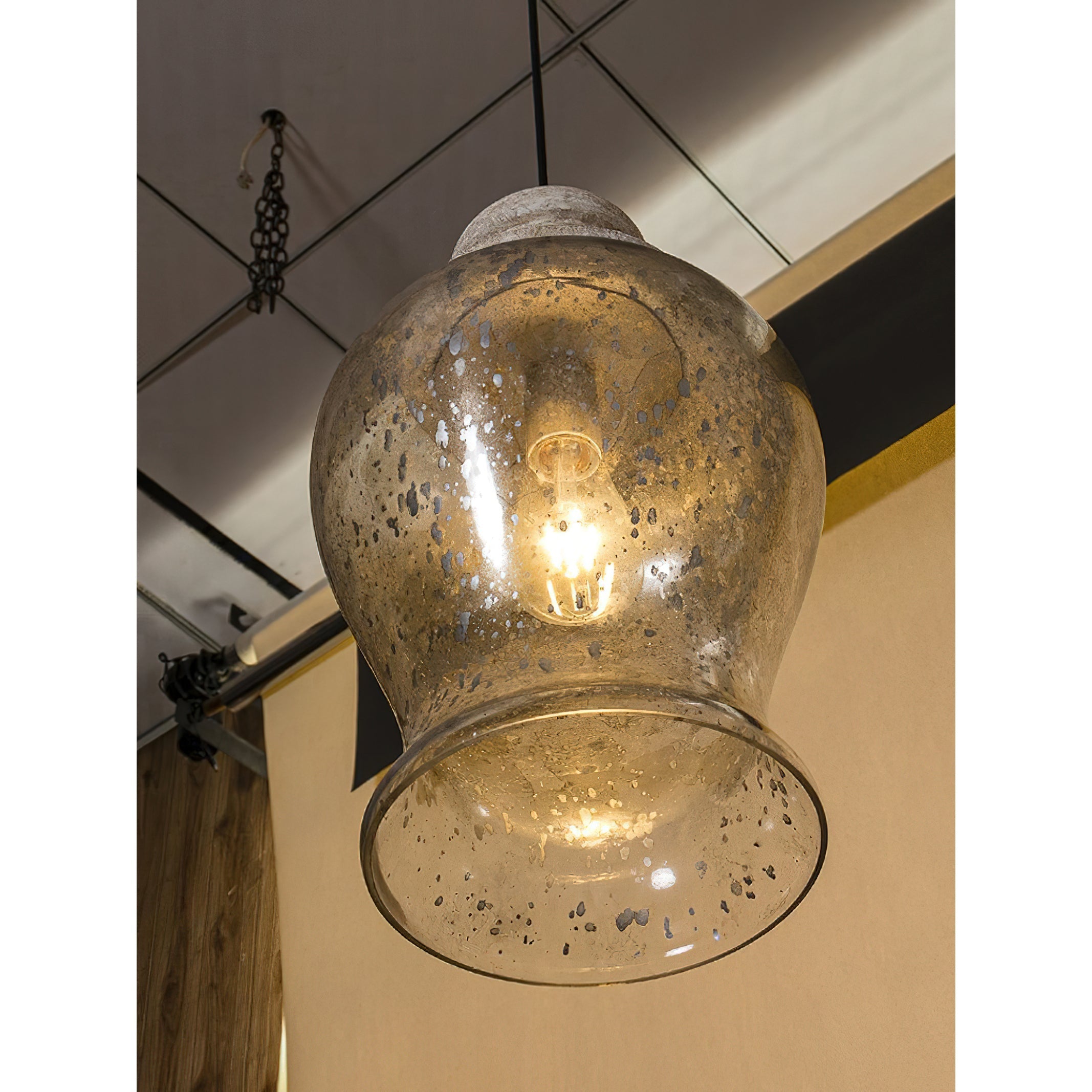 Freyza | Ilvenel Vintage Industrial Glass Wood Pendant Light – Industrial Kitchen Dining Room