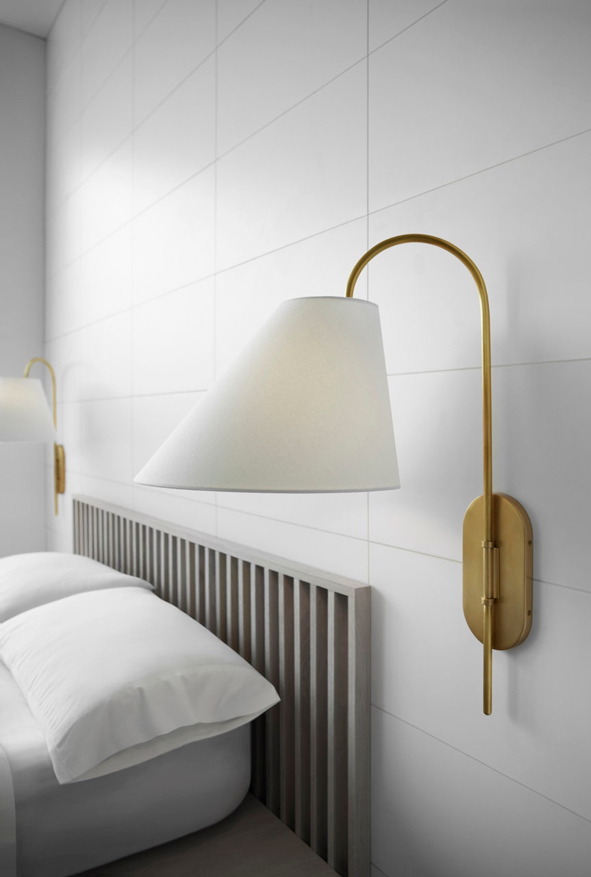 Freyza | Nyphaiel Brass Fabric Brass Fabric Wall Light – Bedroom Hallway
