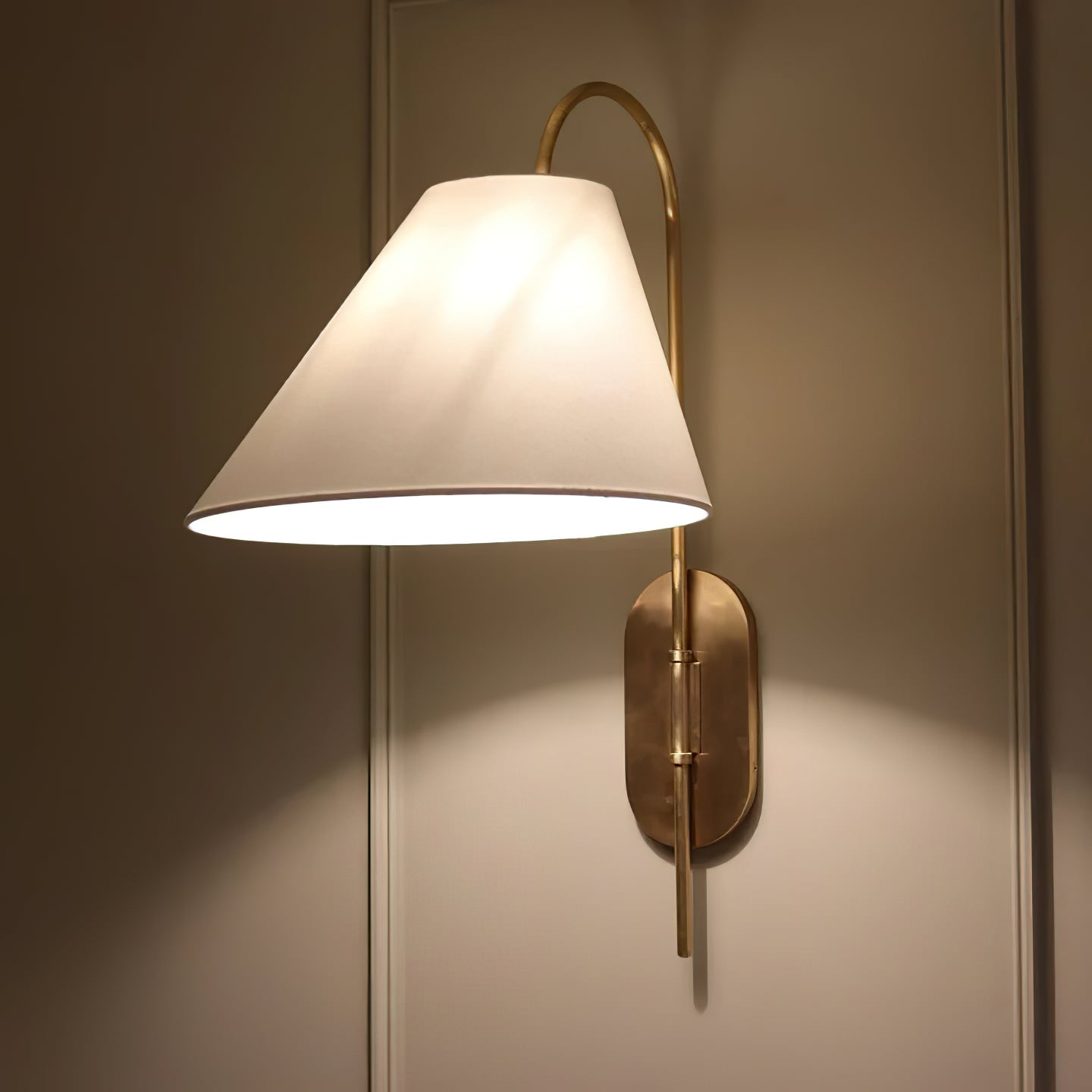 Freyza | Nyphaiel Brass Fabric Brass Fabric Wall Light – Bedroom Hallway