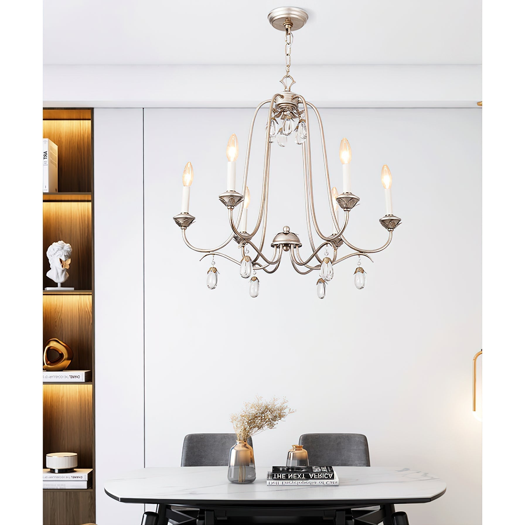 Freyza | Ocara Vintage Industrial Brass Crystal Chandelier – Industrial Dining Room Living Room