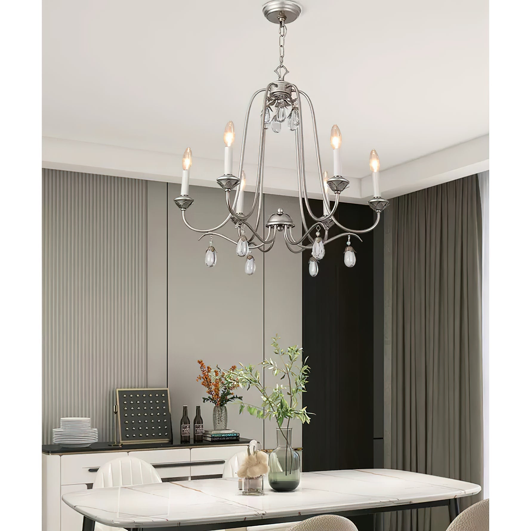 Freyza | Ocara Vintage Industrial Brass Crystal Chandelier – Industrial Dining Room Living Room
