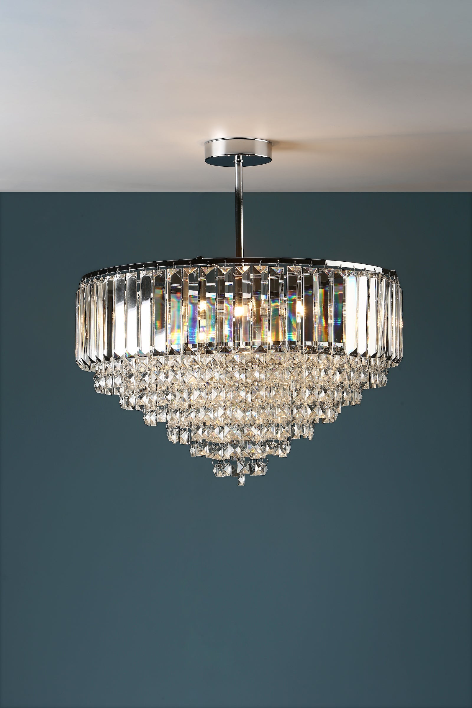 Freyza - Laura Ashley Vienna 5 Light Semi Flush Crystal and Polished Chrome