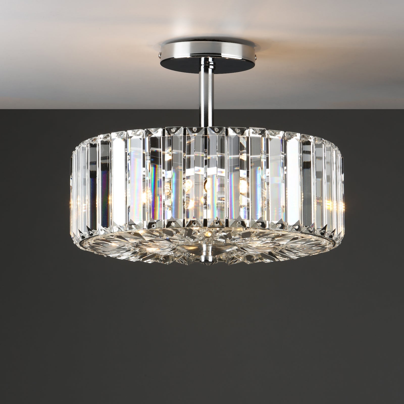 Freyza - Laura Ashley Fernhurst 3 Light Semi-Flush Crystal and Polished Chrome