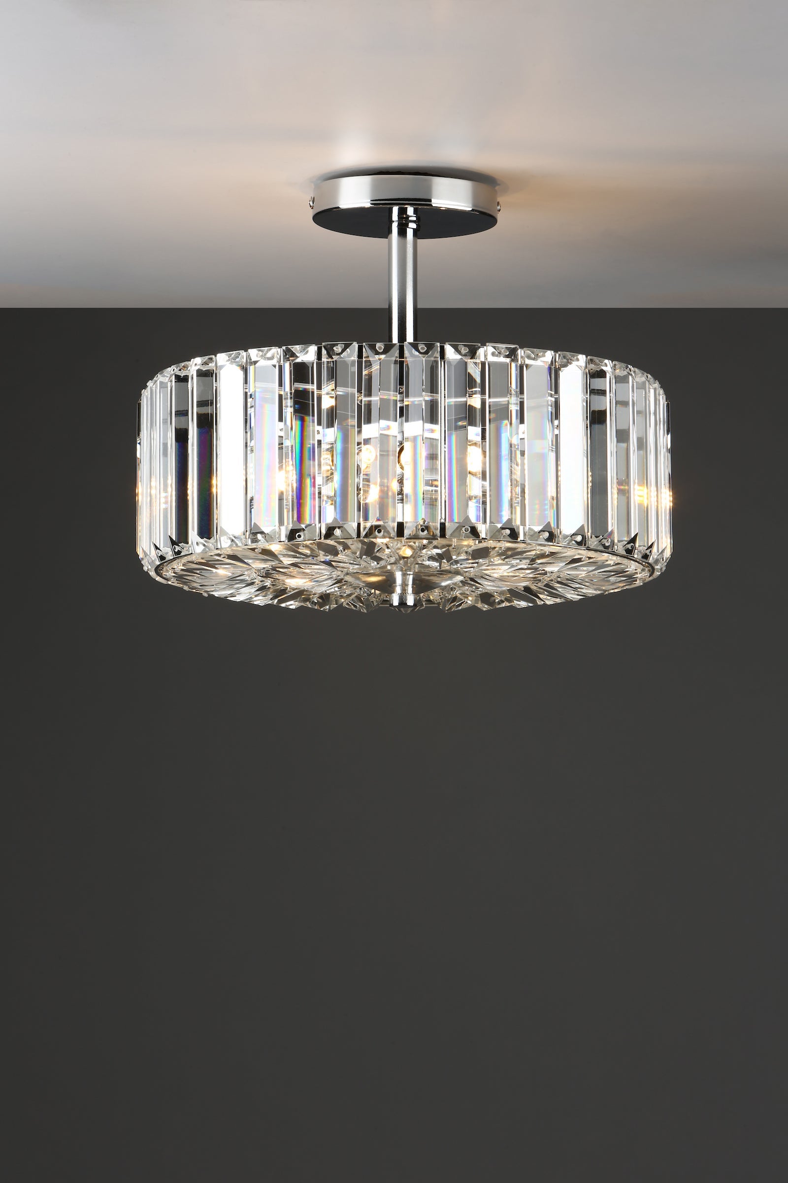 Freyza - Laura Ashley Fernhurst 3 Light Semi-Flush Crystal and Polished Chrome
