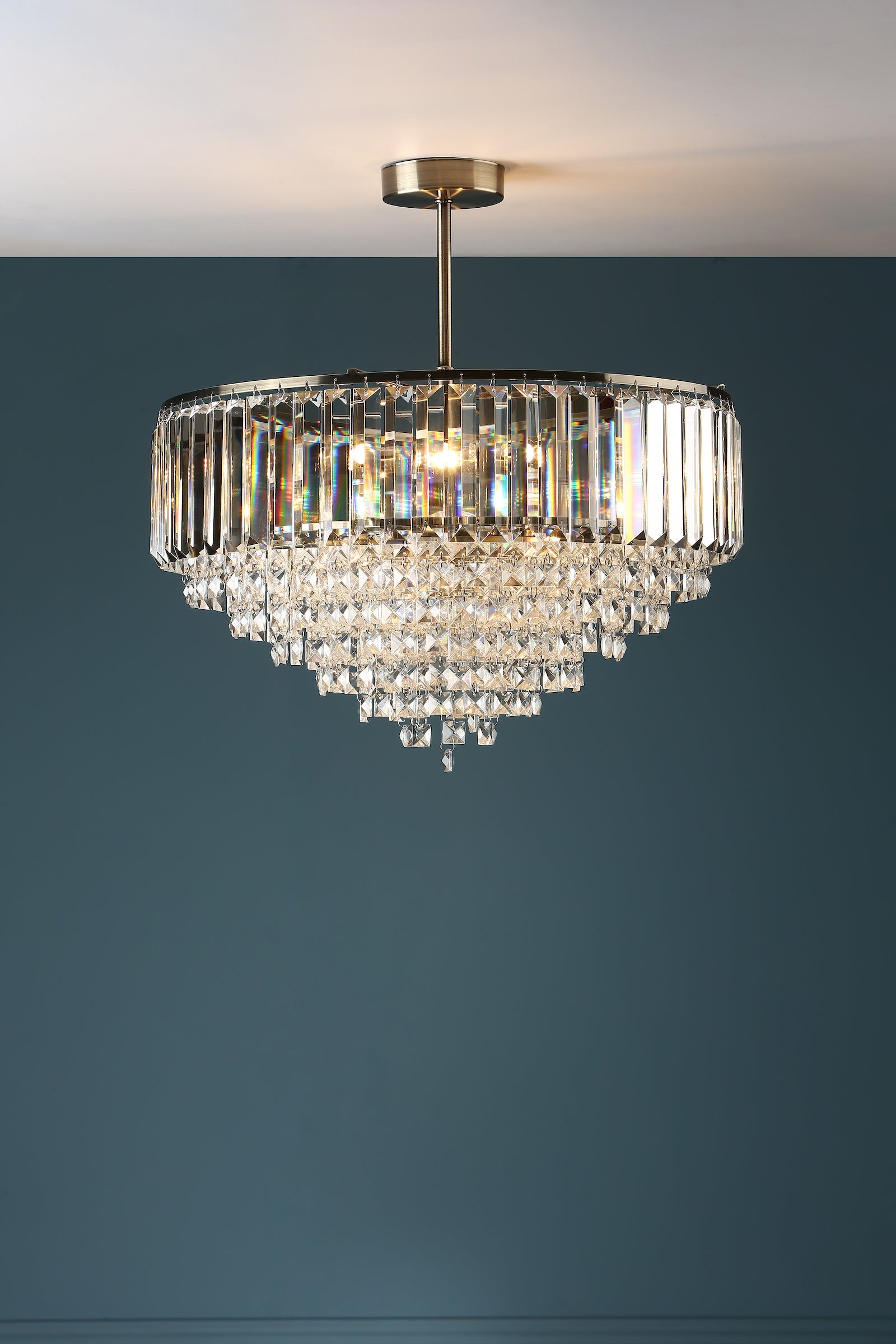 Freyza - Laura Ashley Vienna 5 Light Semi Flush Crystal and Antique Brass