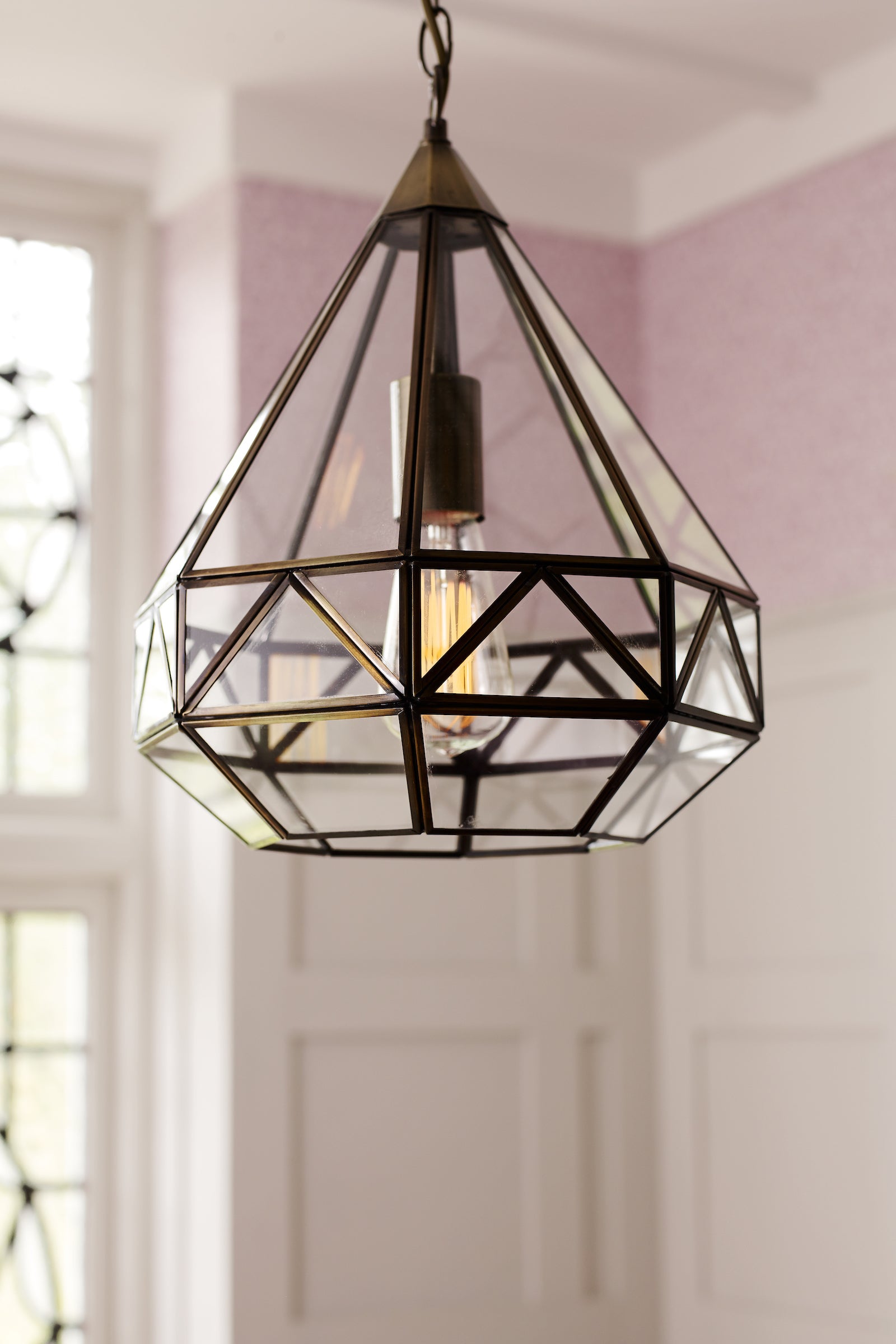 Freyza - Laura Ashley Zaria Lantern Pendant Ceiling Light Antique Brass