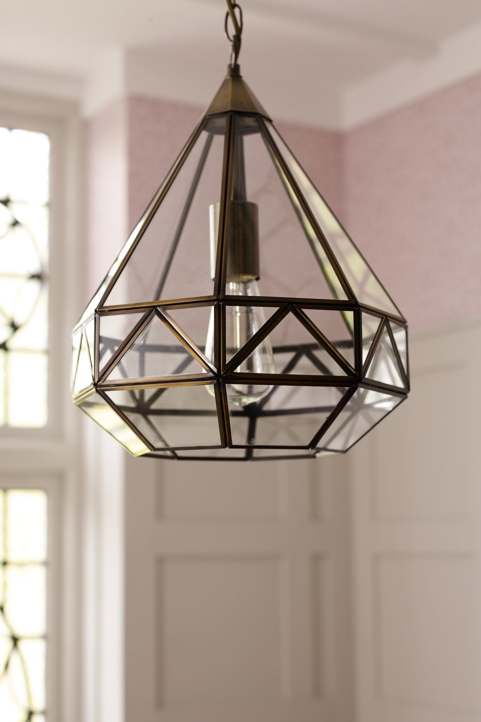 Freyza - Laura Ashley Zaria Lantern Pendant Ceiling Light Antique Brass