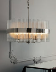 Freyza - Laura Ashley Alexa 5 Light Pendant Polished Nickel & Glass Rods