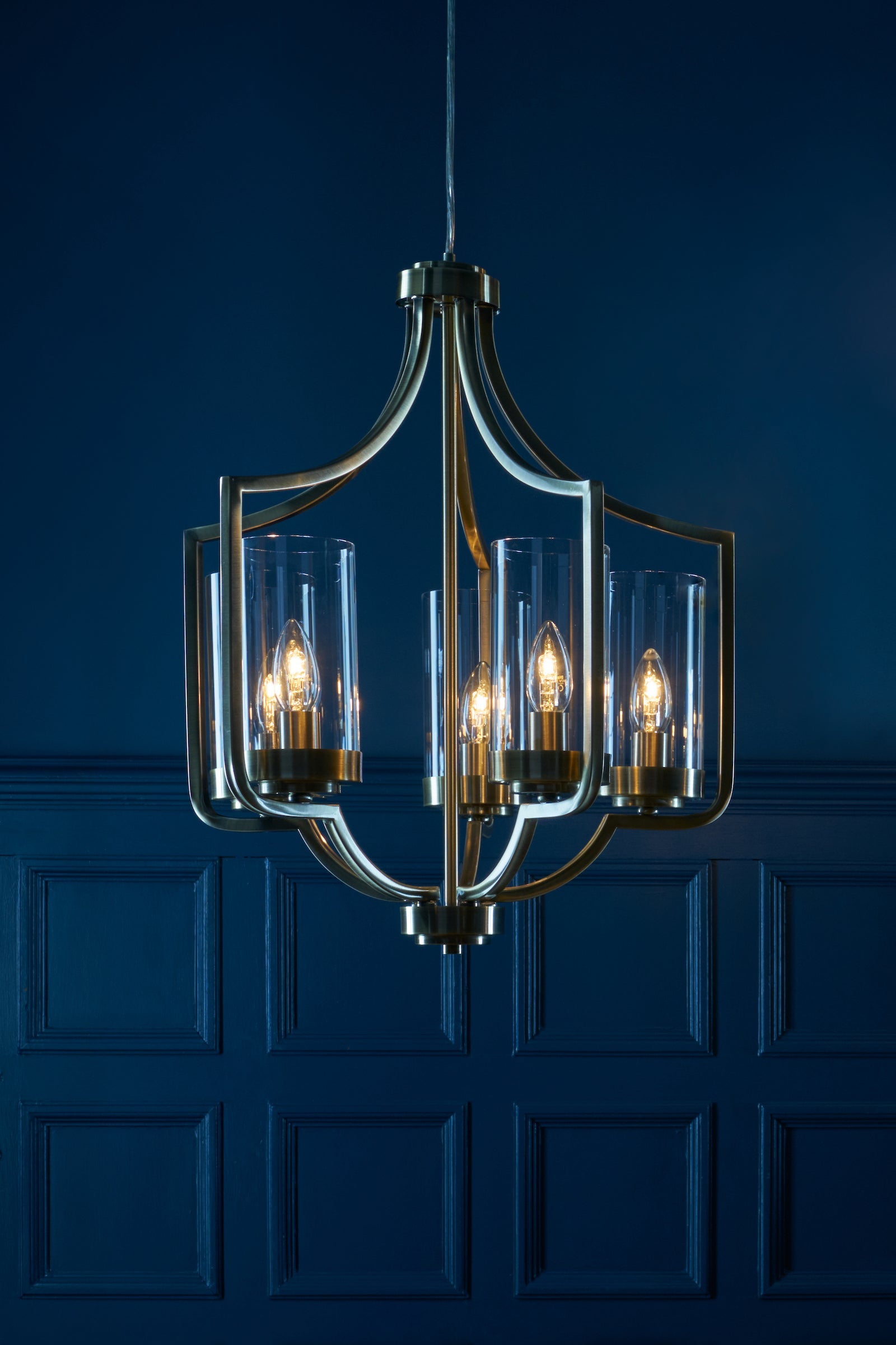 Freyza - Lustre Laura Ashley Joseph à 5 lumières en laiton vieilli