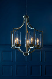 Freyza - Lustre Laura Ashley Joseph à 5 lumières en laiton vieilli
