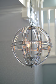 Freyza - Laura Ashley Aidan Glass & Polished Chrome 3 Light Globe Chandelier