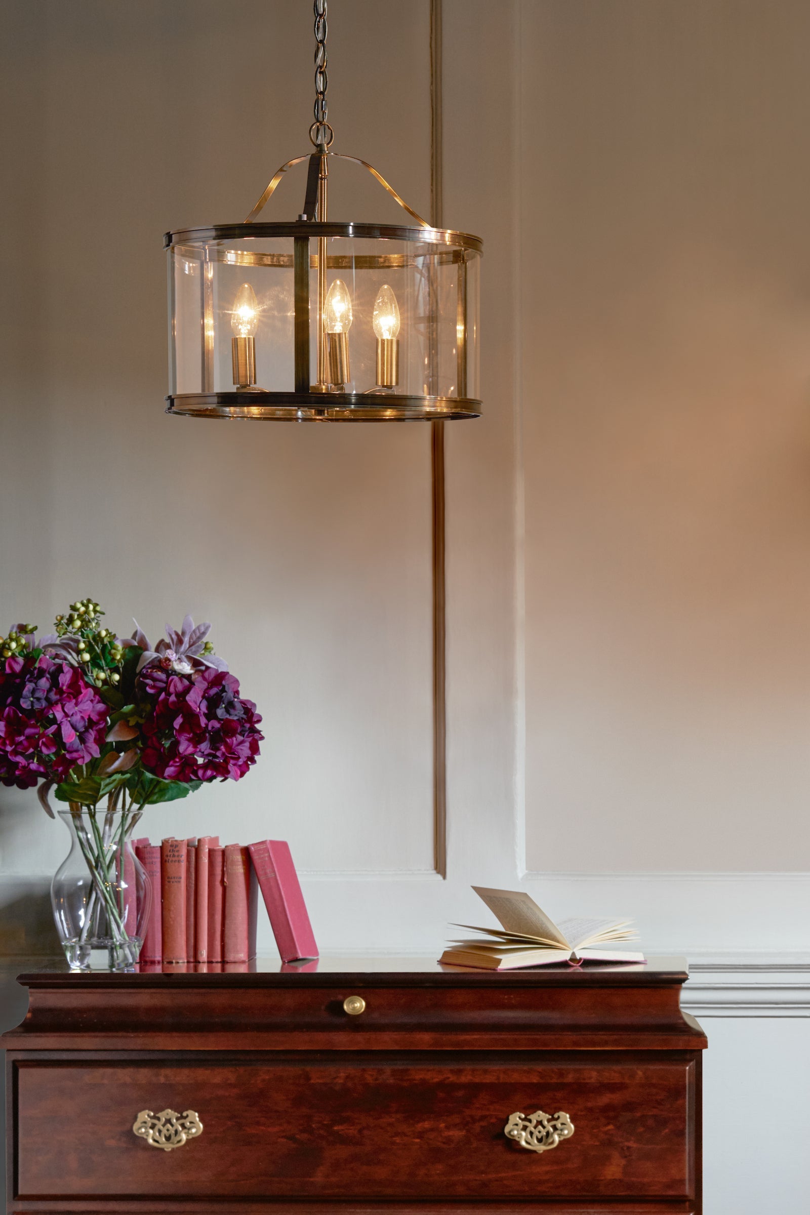 Harrington | Elegant Antique Brass 3-Light Pendant Lantern Fixture 2