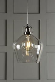 Freyza - Laura Ashley grand luminaire suspendu en verre transparent Rye