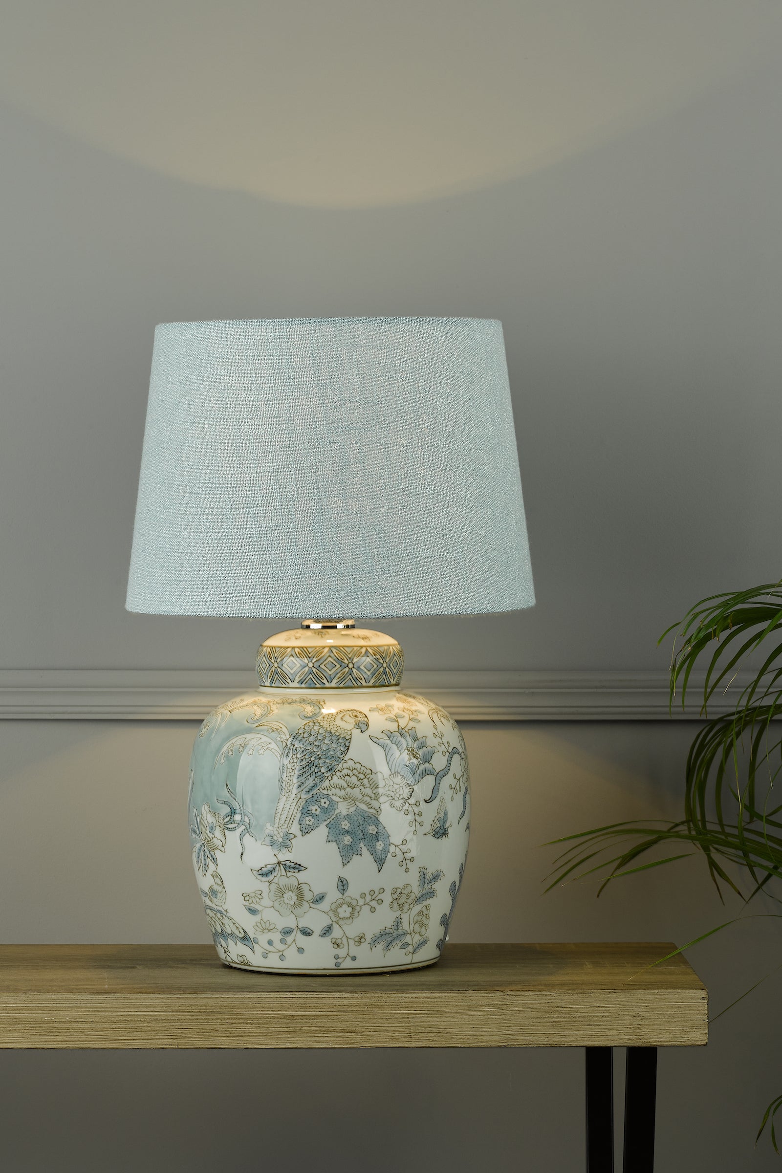 Ceramic Elegance | Charming Botanical Bird Print Table Lamp Base 2
