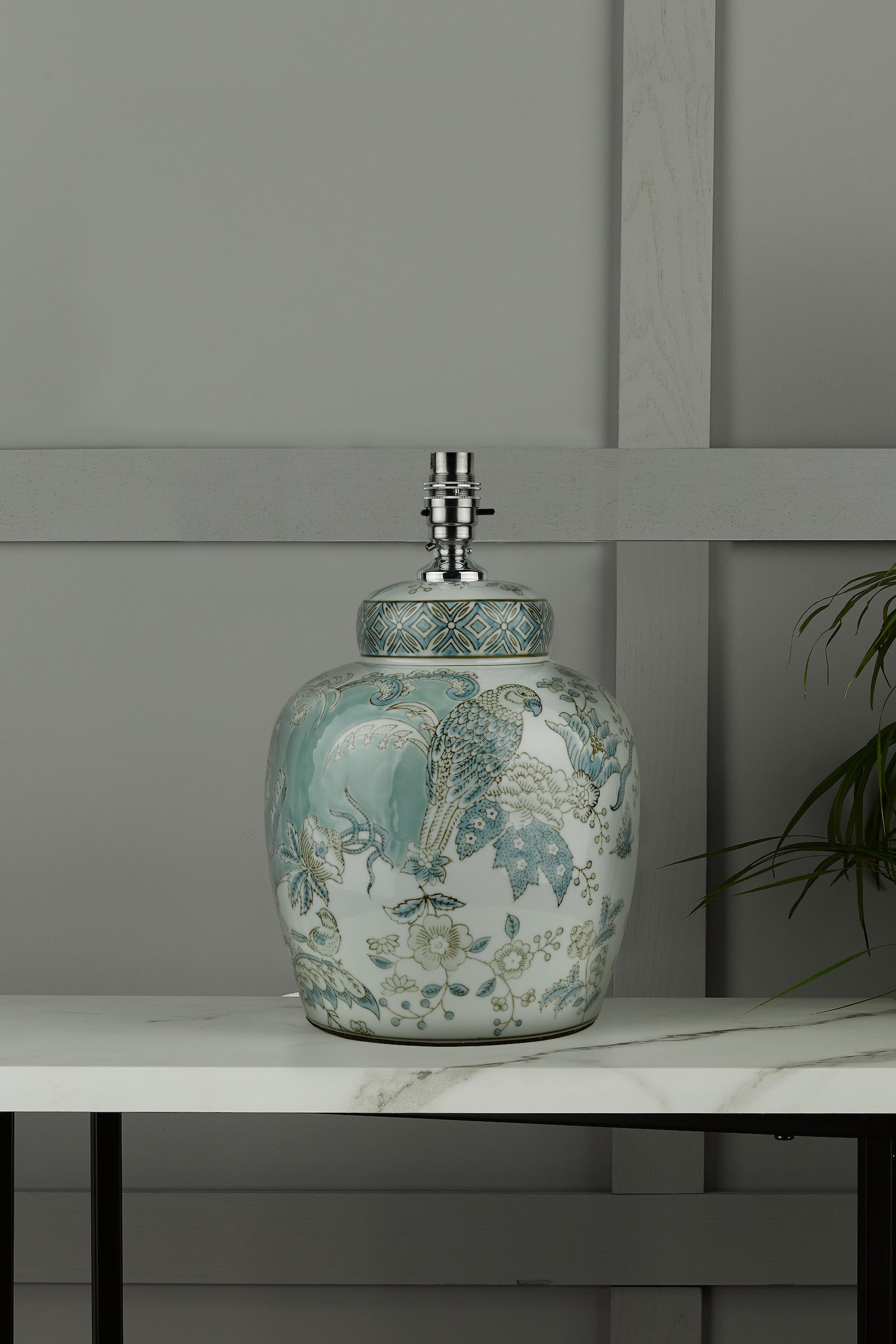 Ceramic Elegance | Charming Botanical Bird Print Table Lamp Base 1