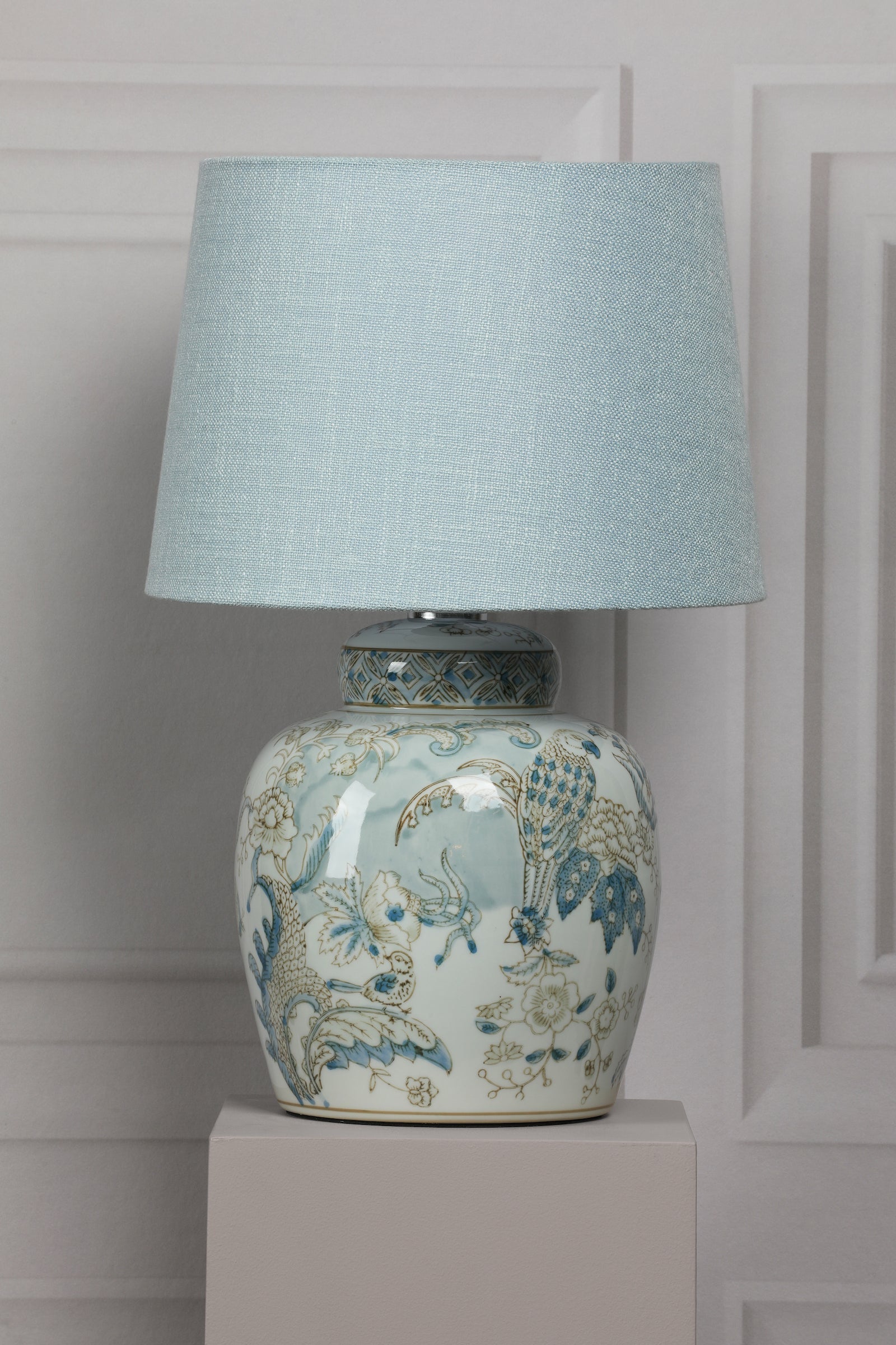 Ceramic Elegance | Charming Botanical Bird Print Table Lamp Base 7