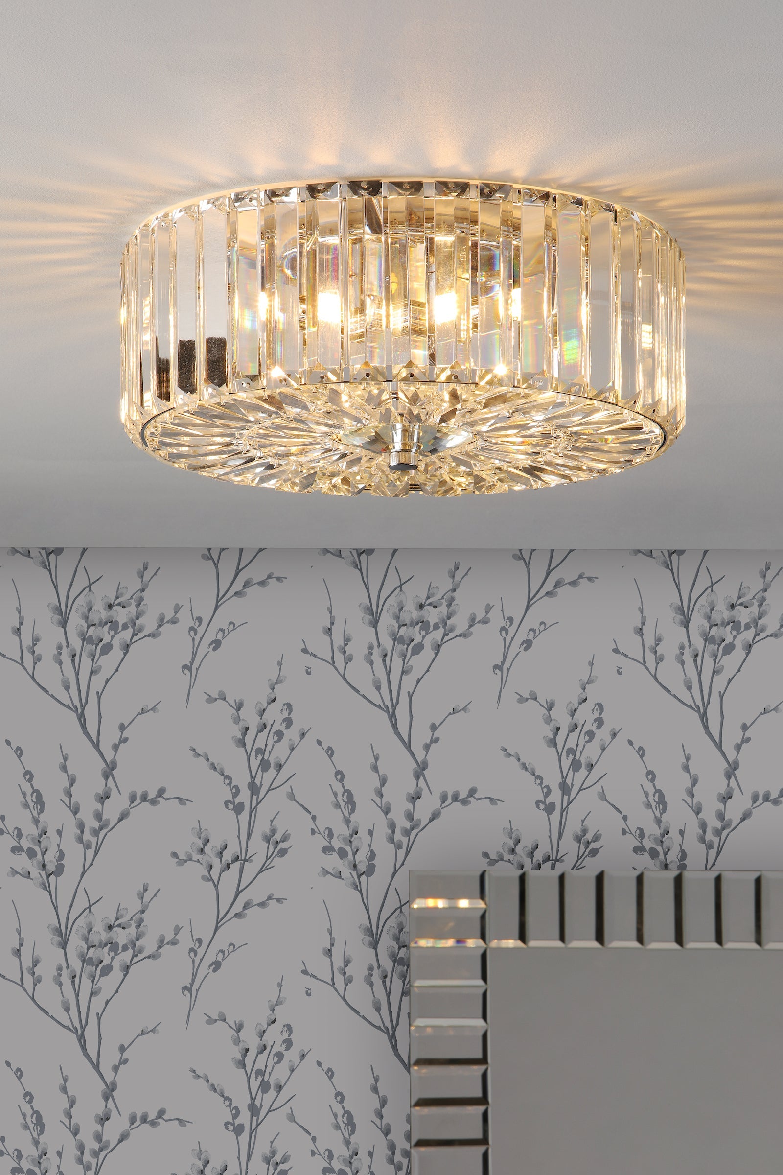 Freyza - Plafonnier à 3 lumières en cristal et chrome poli Laura Ashley Fernhurst