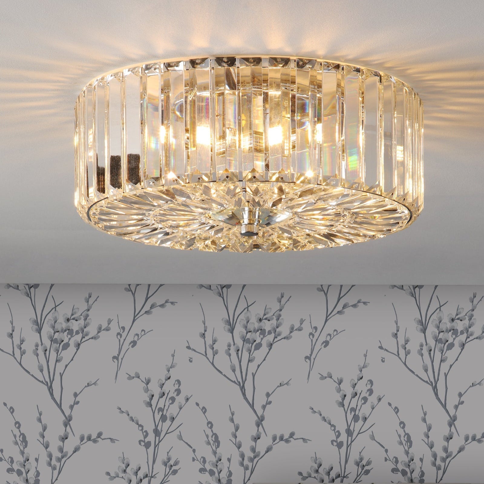 Freyza - Plafonnier à 3 lumières en cristal et chrome poli Laura Ashley Fernhurst
