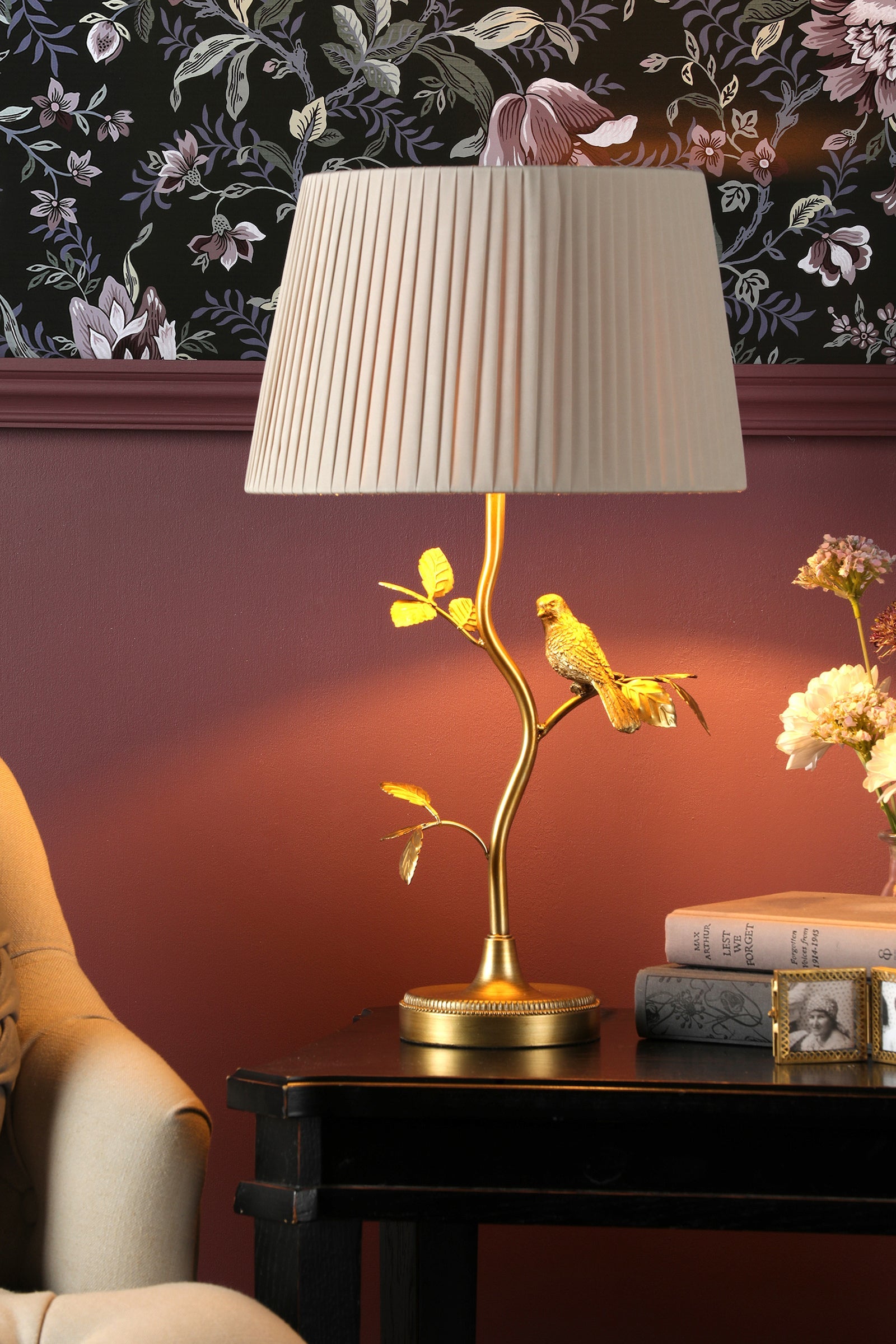Egelton | Elegant Aged Brass Table Lamp with Taupe Shade 2