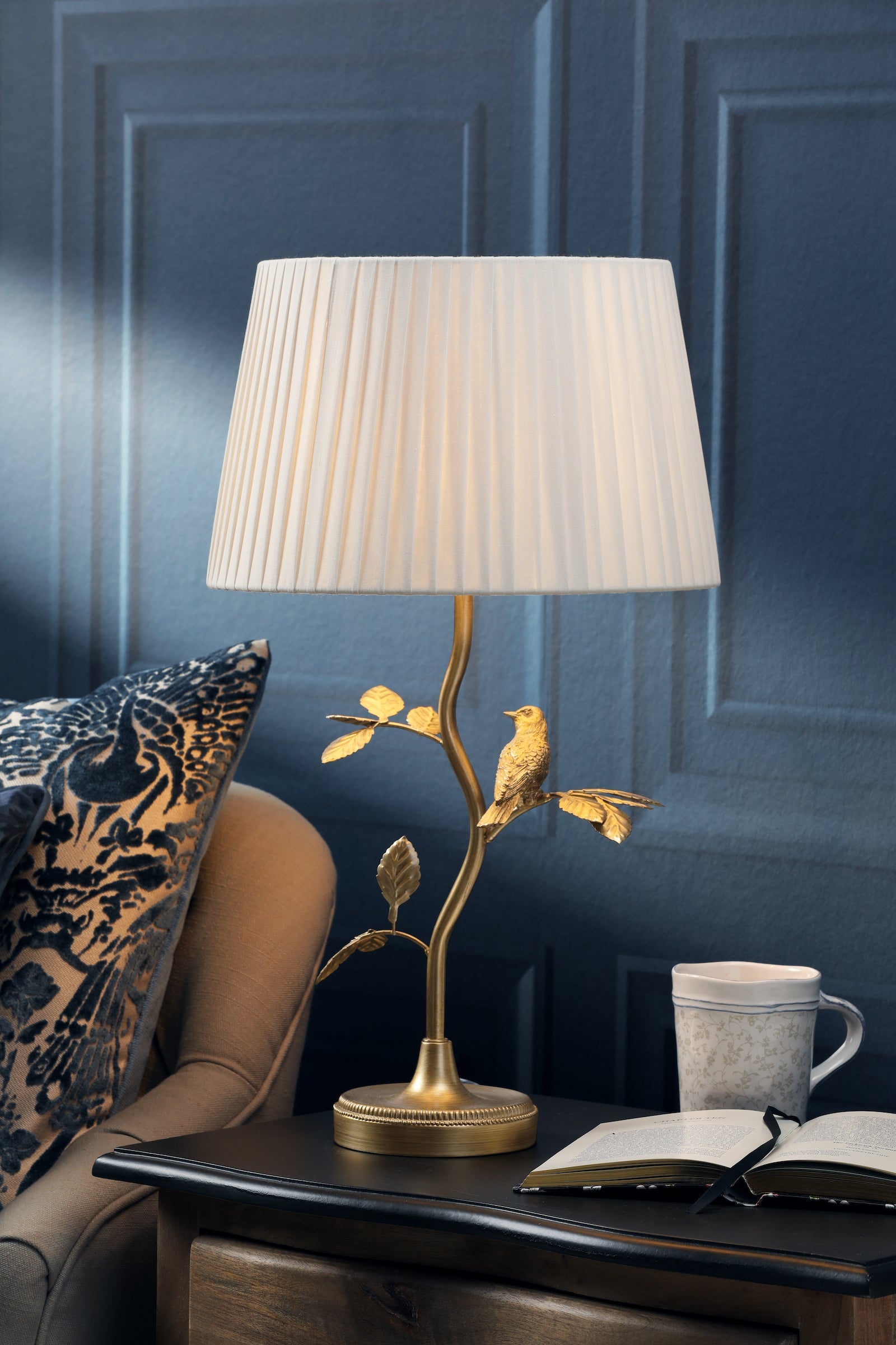 Egelton | Elegant Aged Brass Table Lamp with Taupe Shade 1