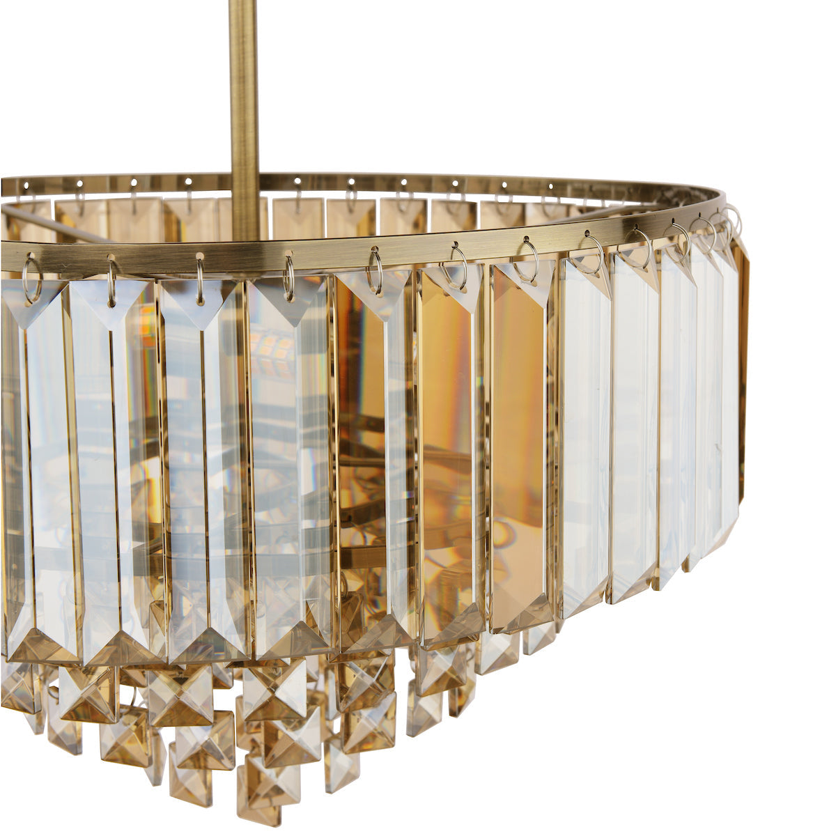 Freyza - Laura Ashley Vienna 3 Light Semi-Flush Ceiling Light Champagne Crystal and Antique Brass