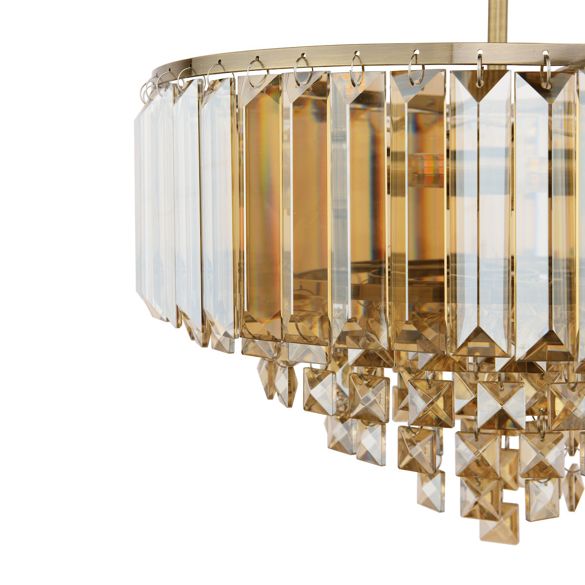 Freyza - Laura Ashley Vienna 3 Light Semi-Flush Ceiling Light Champagne Crystal and Antique Brass