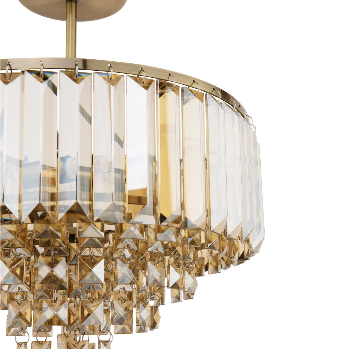 Freyza - Laura Ashley Vienna 3 Light Semi-Flush Ceiling Light Champagne Crystal and Antique Brass