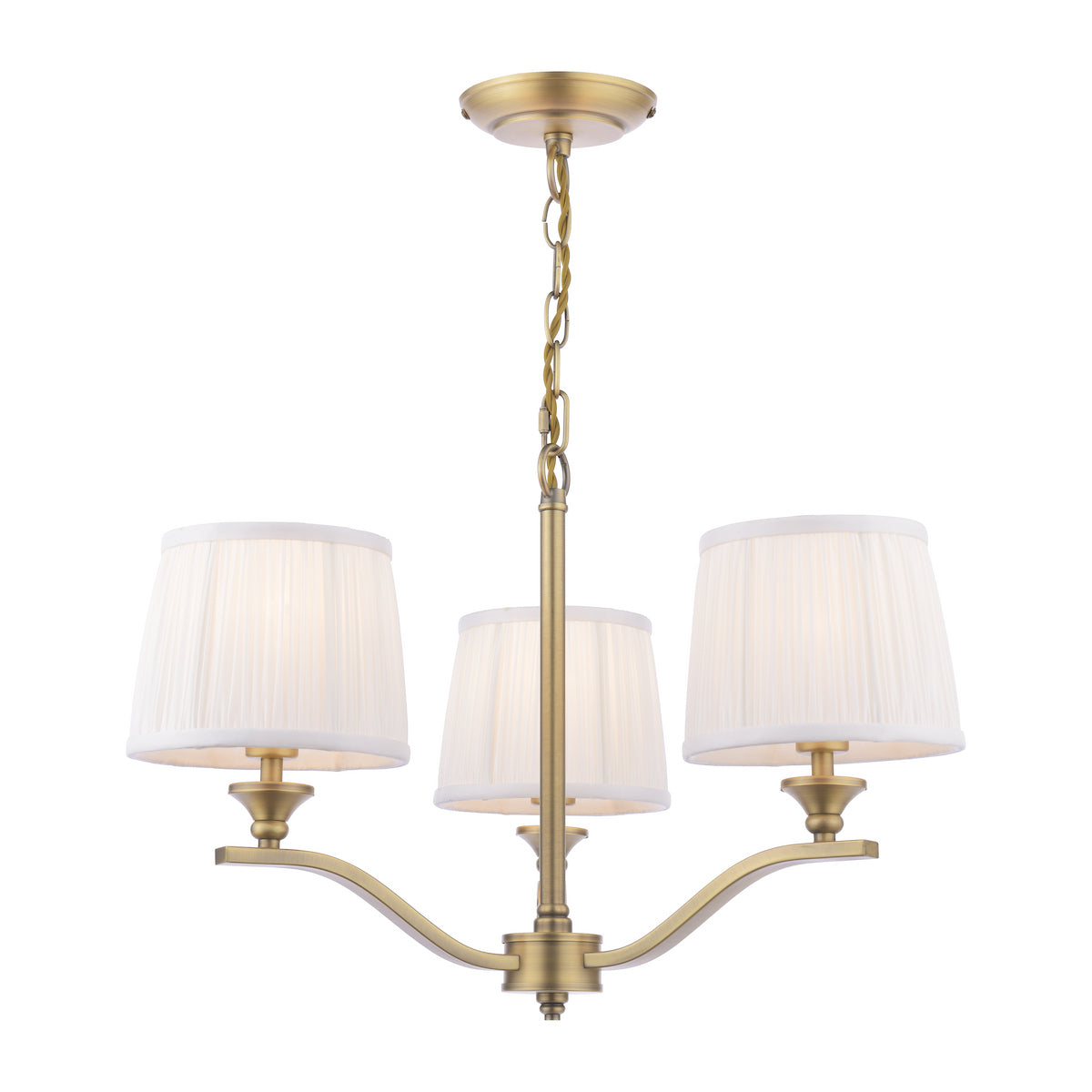 Hemsley | Elegant Antique Brass 3-Light Pendant with Silk Shades 2