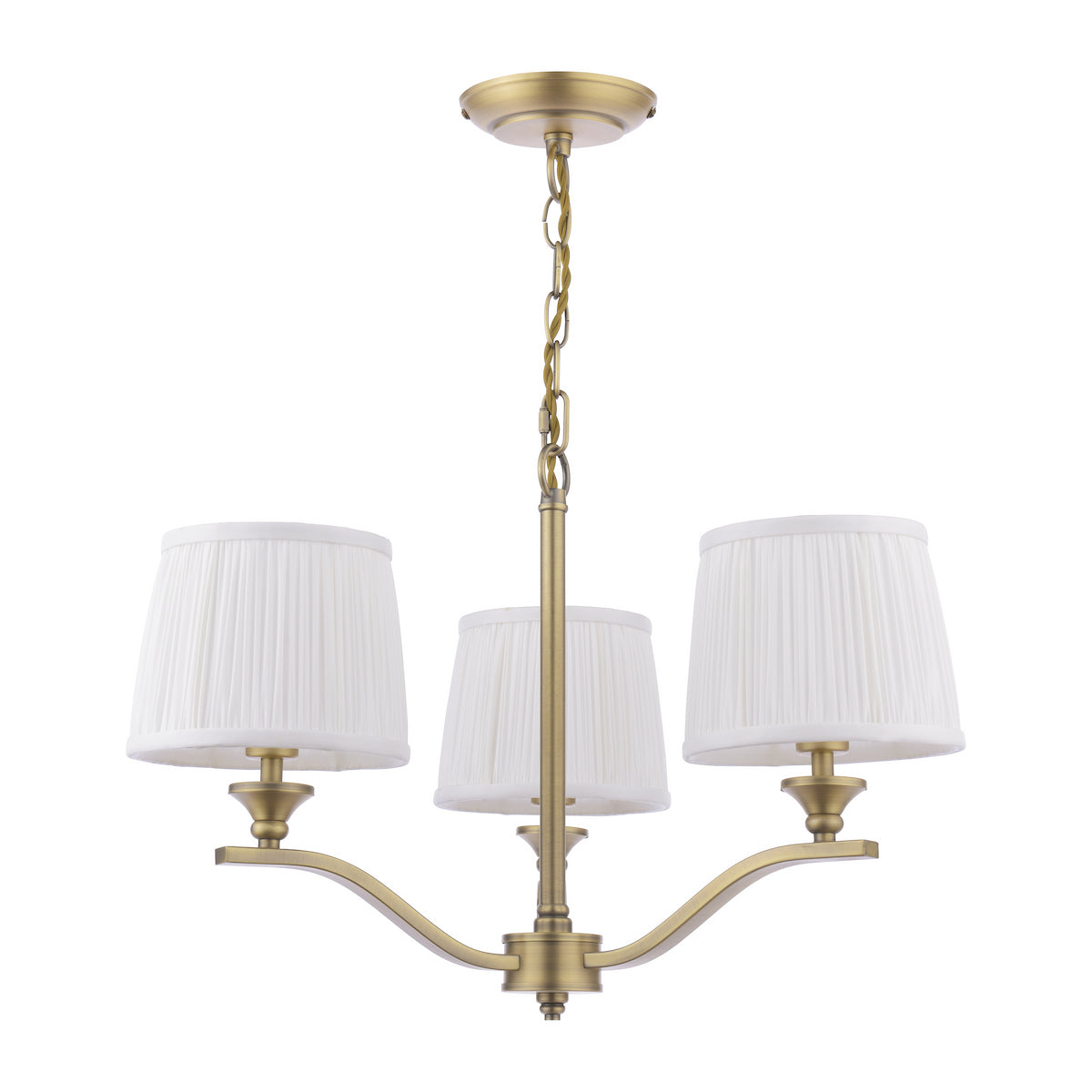 Hemsley | Elegant Antique Brass 3-Light Pendant with Silk Shades 4