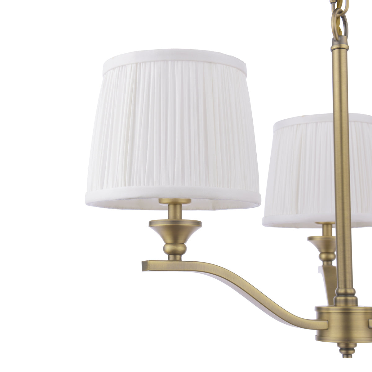 Hemsley | Elegant Antique Brass 3-Light Pendant with Silk Shades 5