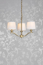 Hemsley | Elegant Antique Brass 3-Light Pendant with Silk Shades 1