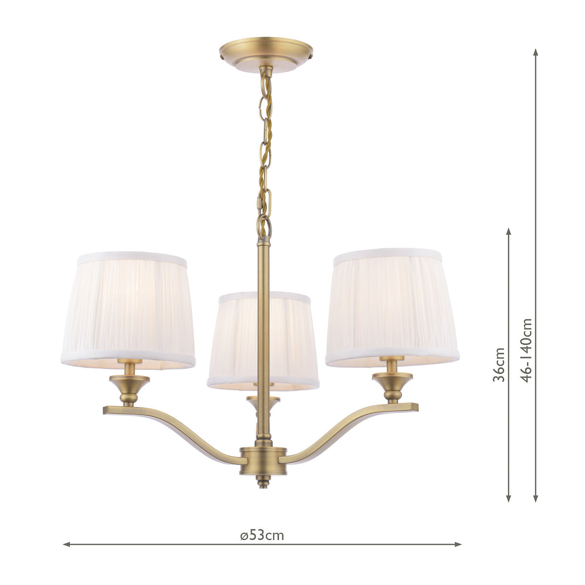Hemsley | Elegant Antique Brass 3-Light Pendant with Silk Shades 6