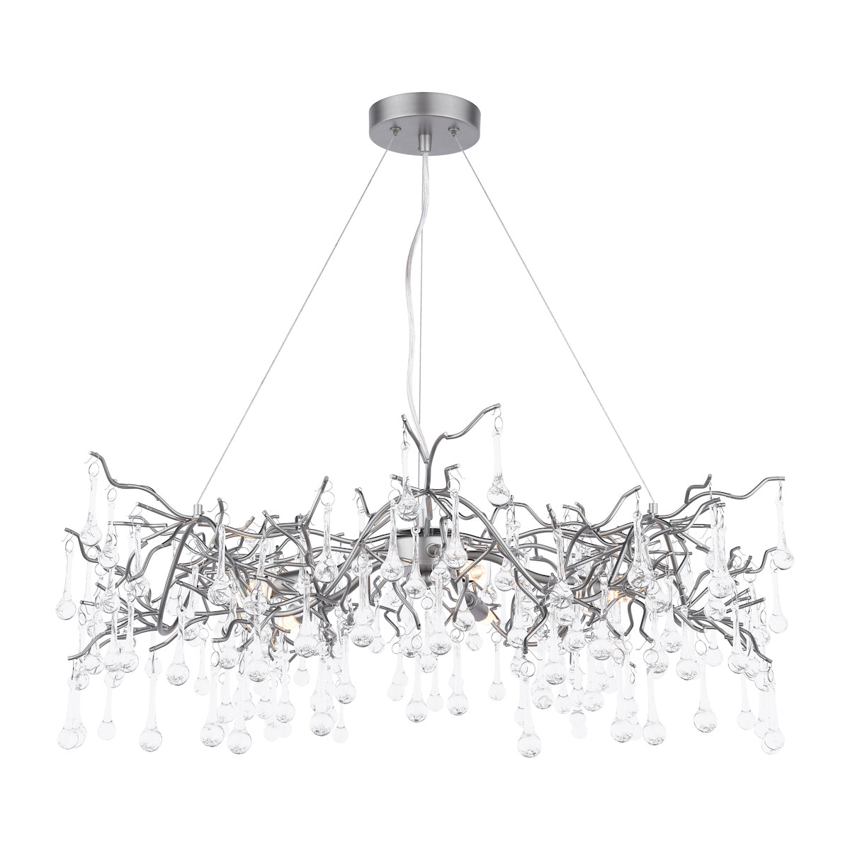 Freyza - Laura Ashley Willow 5 Light Pendant Satin Pewter and Crystal