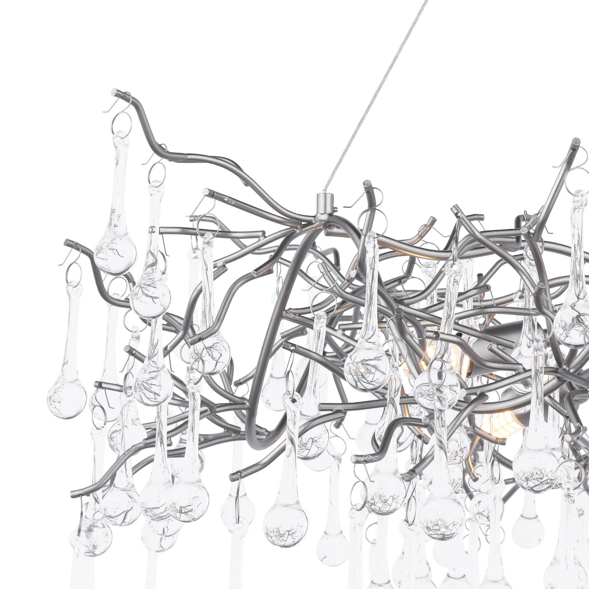 Freyza - Laura Ashley Willow 5 Light Pendant Satin Pewter and Crystal