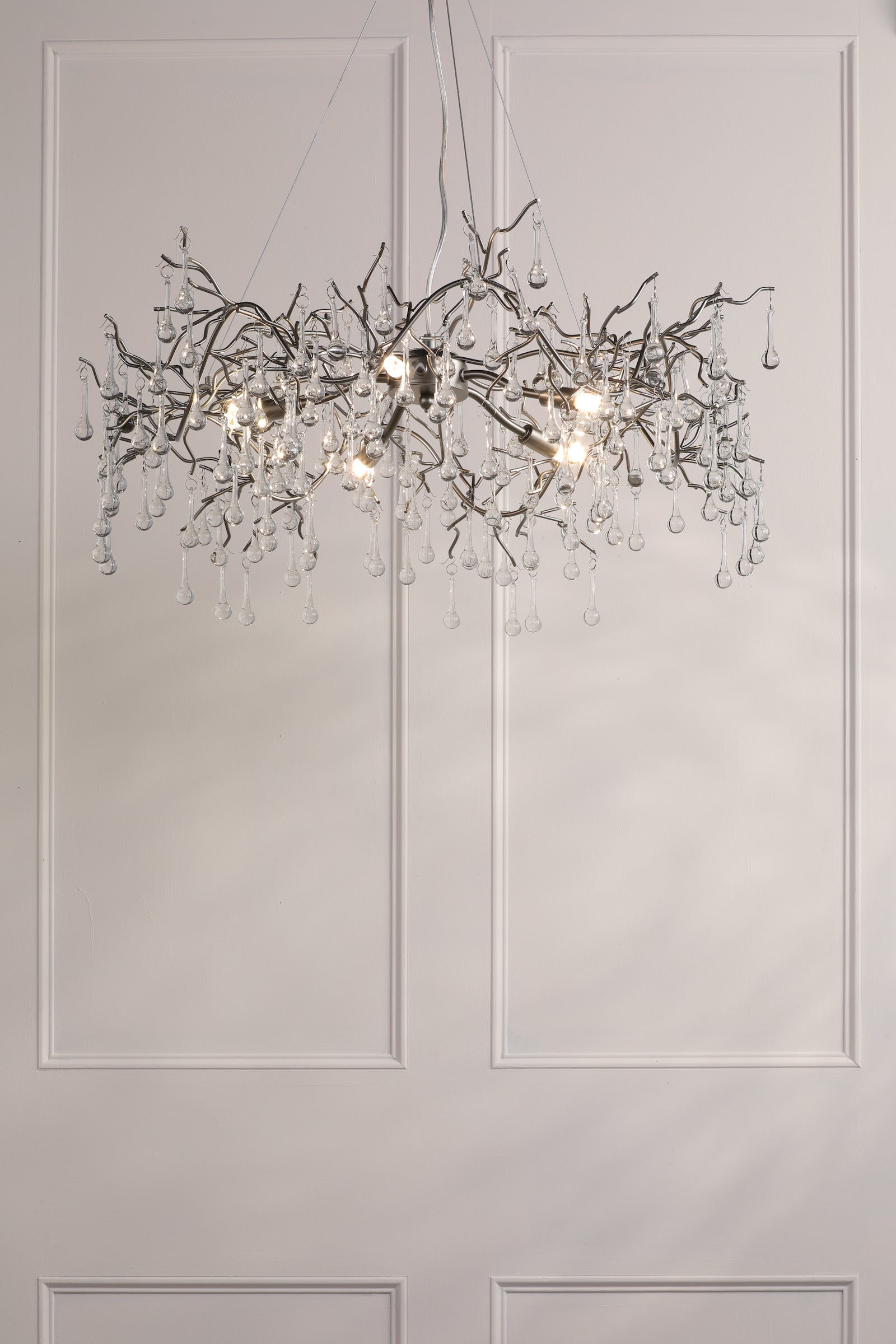 Freyza - Laura Ashley Willow 5 Light Pendant Satin Pewter and Crystal
