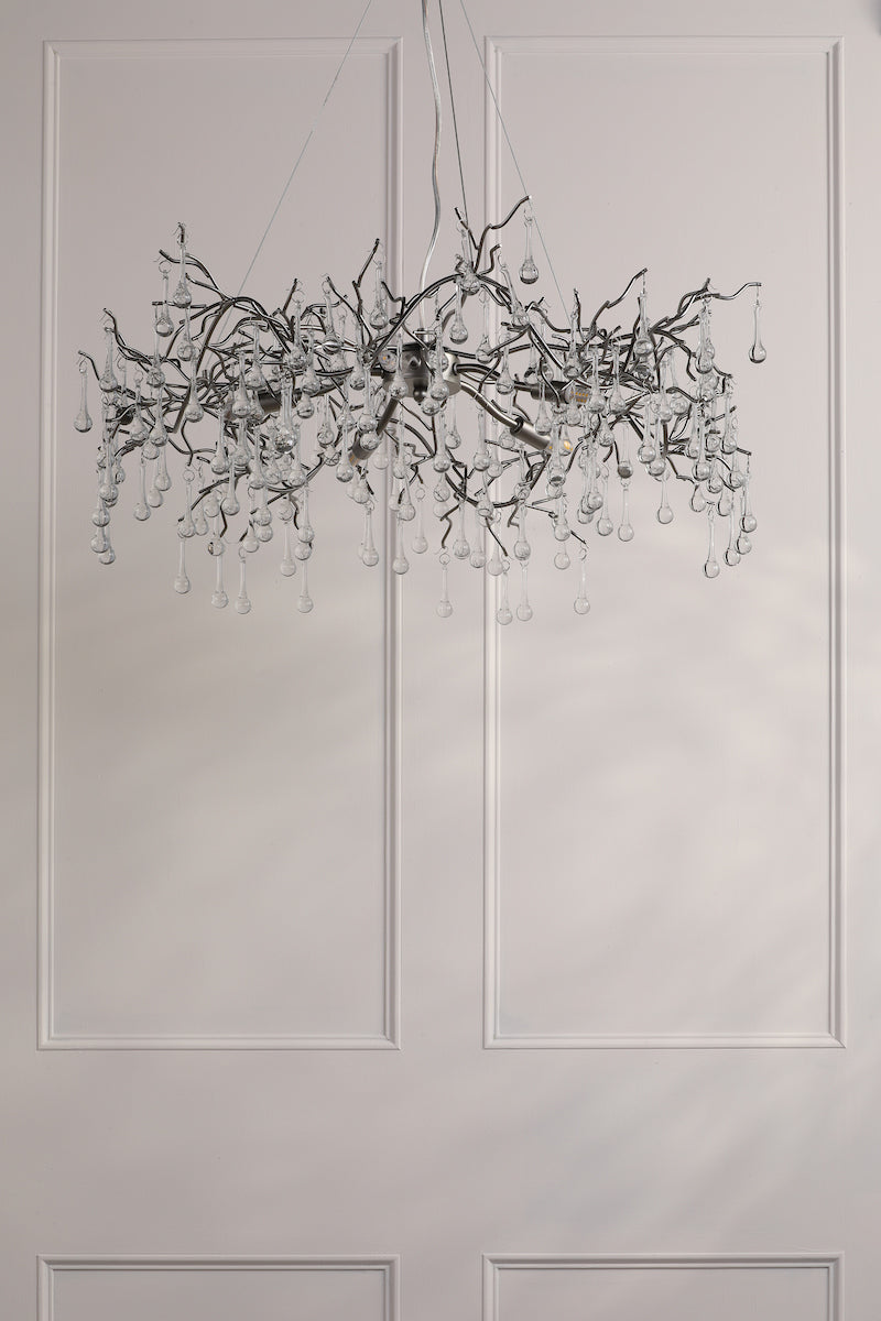 Freyza - Laura Ashley Willow 5 Light Pendant Satin Pewter and Crystal