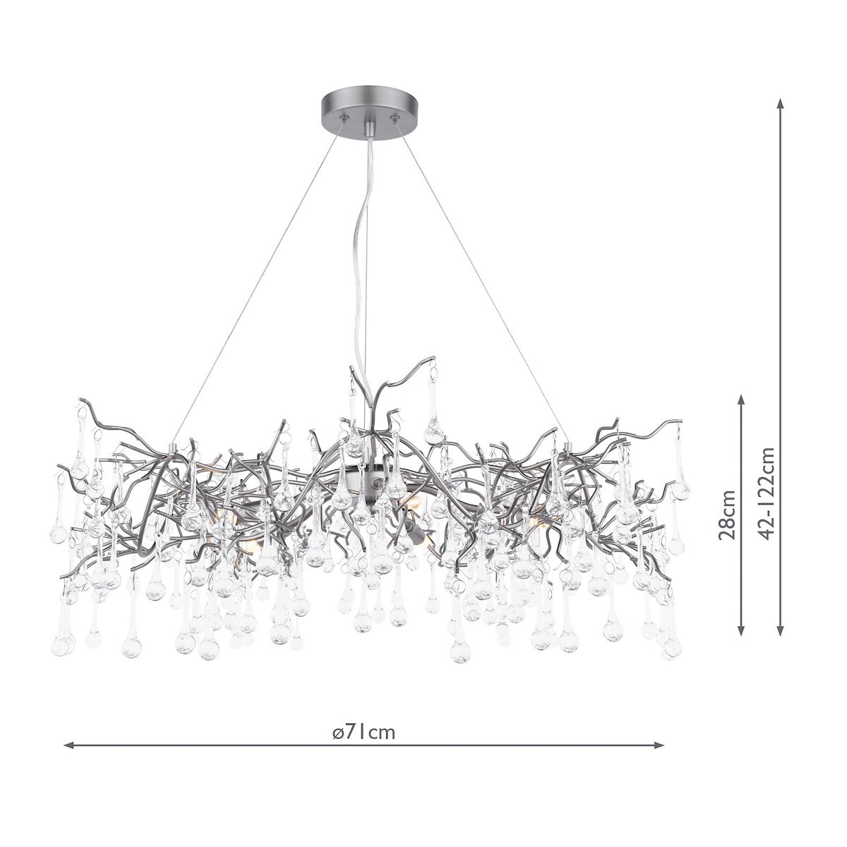 Freyza - Laura Ashley Willow 5 Light Pendant Satin Pewter and Crystal