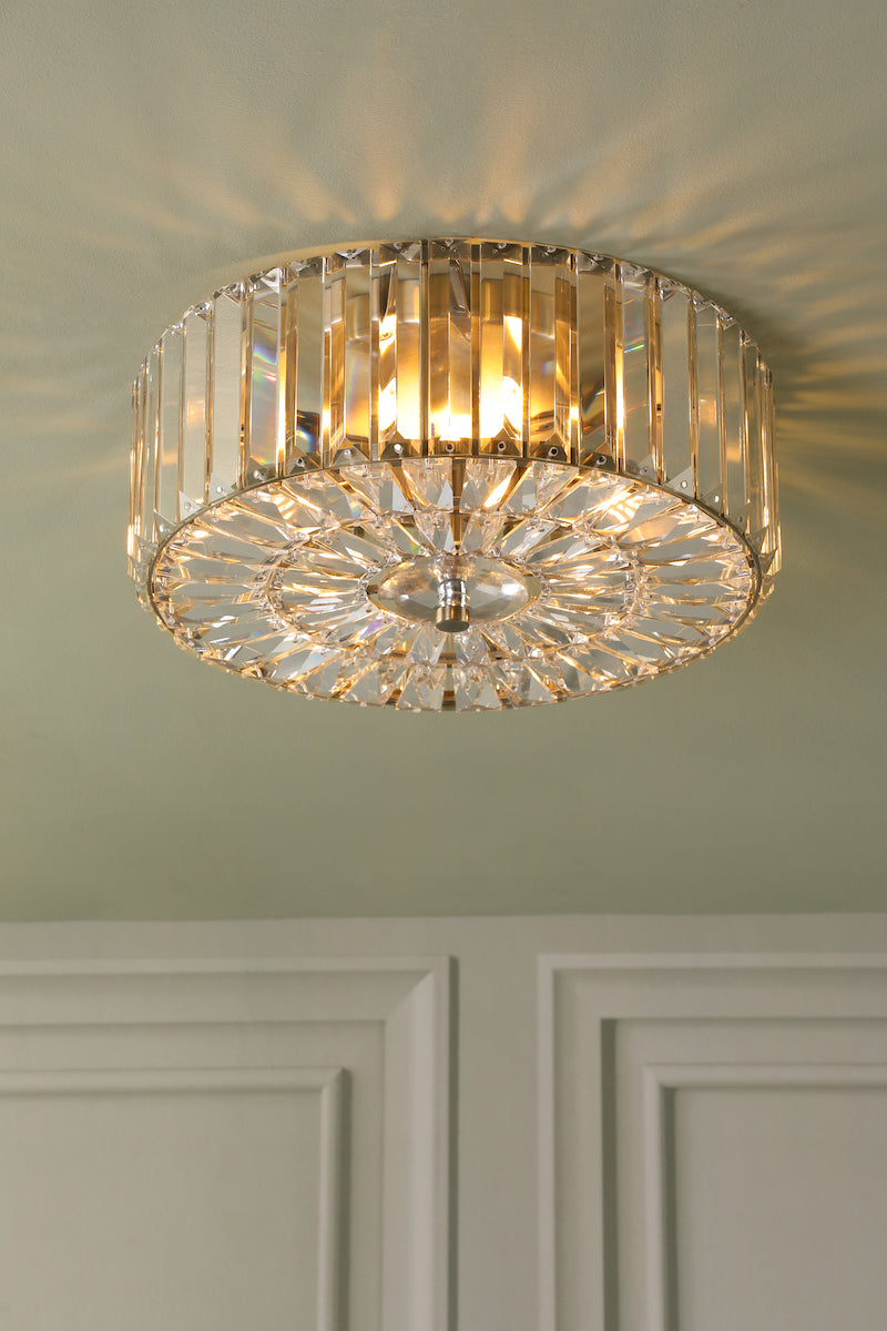 Freyza – Laura Ashley Fernhurst Deckenleuchte, 3-flammig, Kristall und antikes Messing